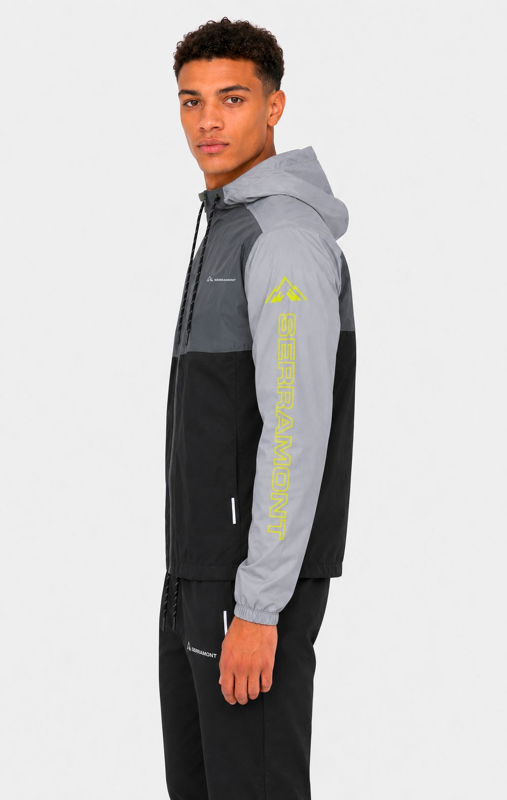 Veste de survêtement Running Serramont Thermodrive - Noir/Gris/Vert