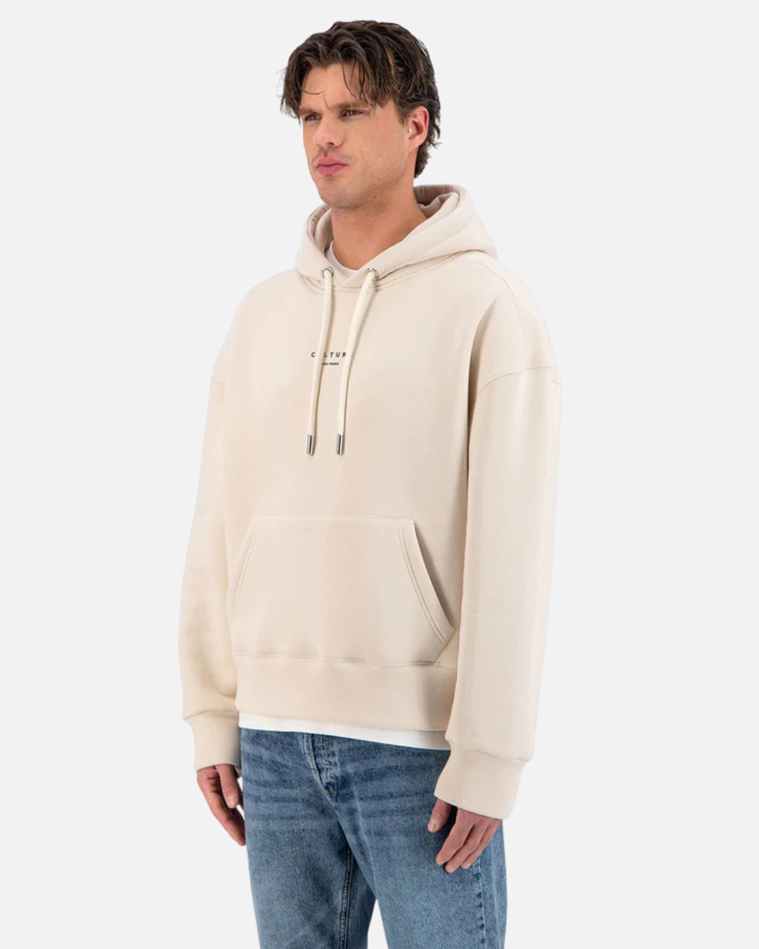 Sweat à capuche ADJ Culture Print - Beige/Noir