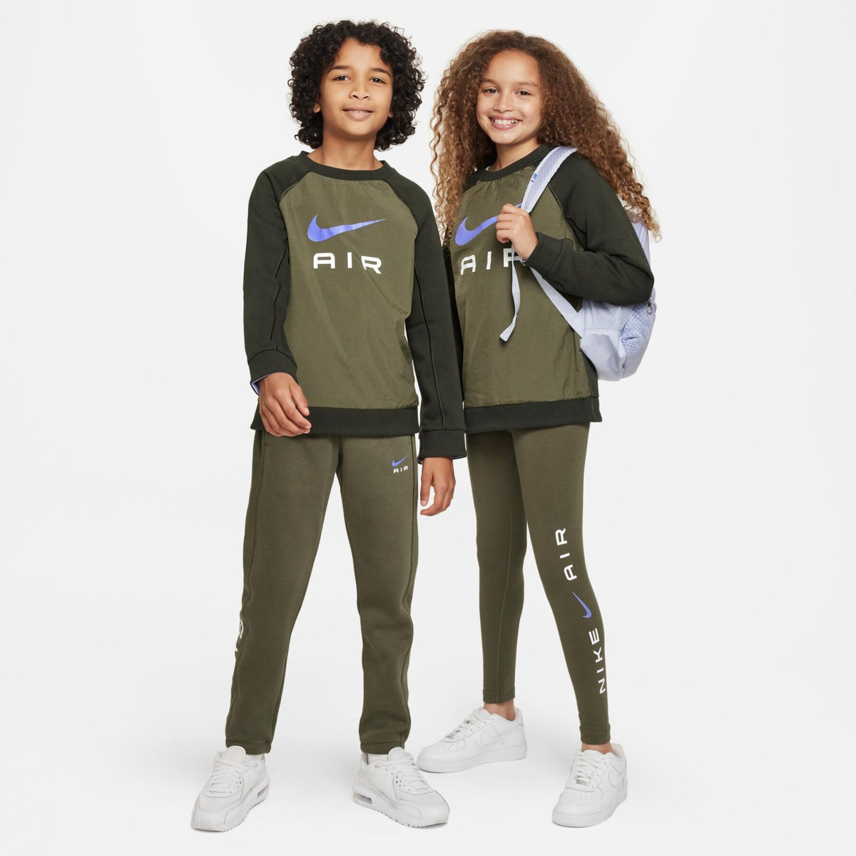 Sweat Nike Air Junior - Kaki/Blanc/Violet