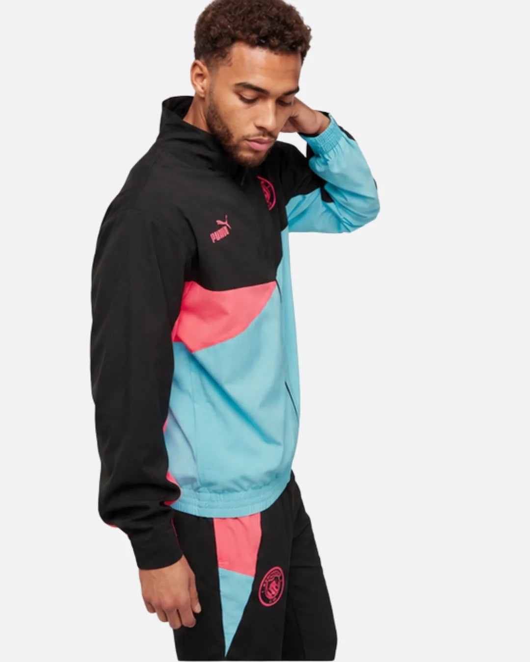 Veste de survêtement Manchester City - Noir/Bleu/Rose