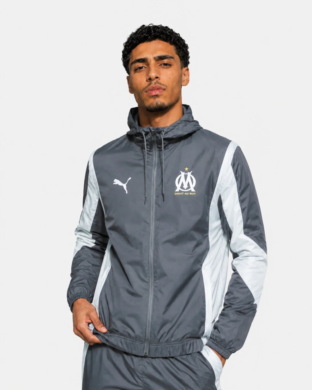 Veste de survêtement OM 2023/2024 - Gris/Blanc