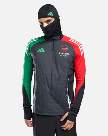 Haut 1/4 zip Arsenal 2025 Cagoule Intégrée - Noir/Rouge/vert