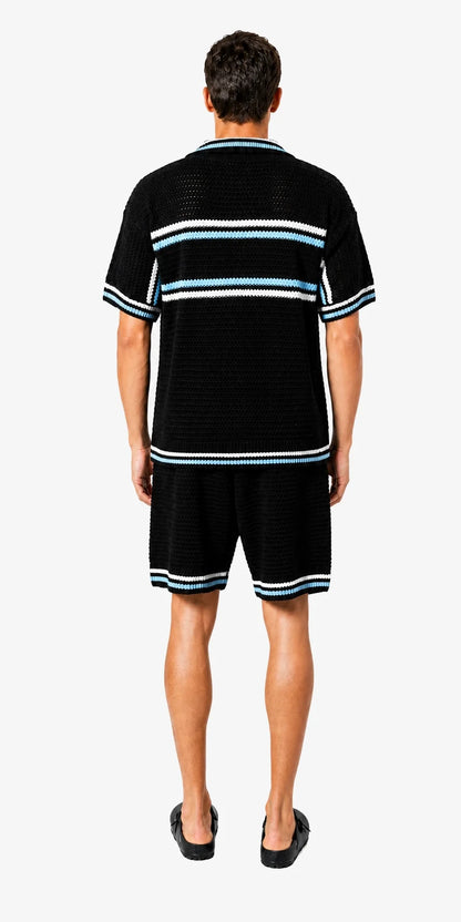 Ensemble IKAO Homme Maille Crochet - Noir/Blanc