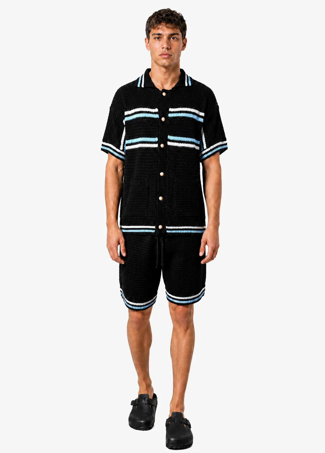 Ensemble IKAO Homme Maille Crochet - Noir/Blanc