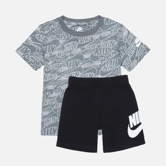 Ensemble T-shirt/Short Nike Enfant - Gris/Noir/Blanc