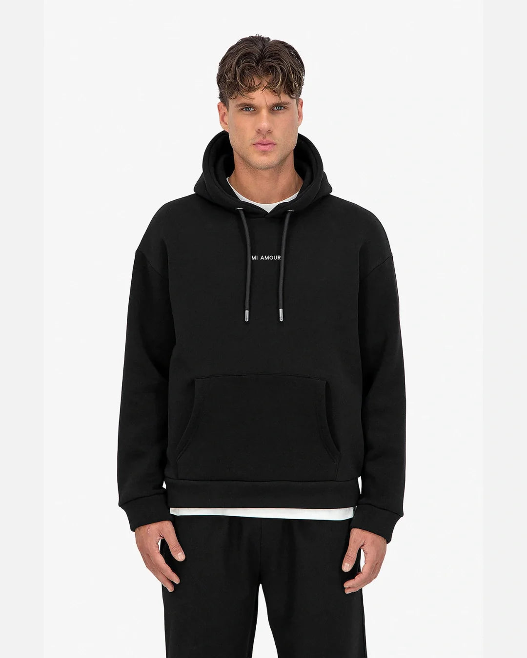 Sweat à capuche ADJ Mi Amore Print - Noir
