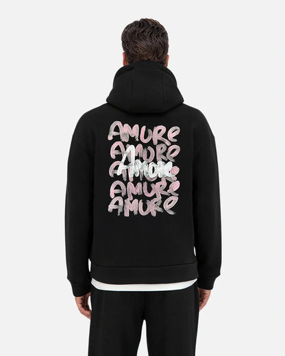 Sweat à capuche ADJ Mi Amore Print - Noir