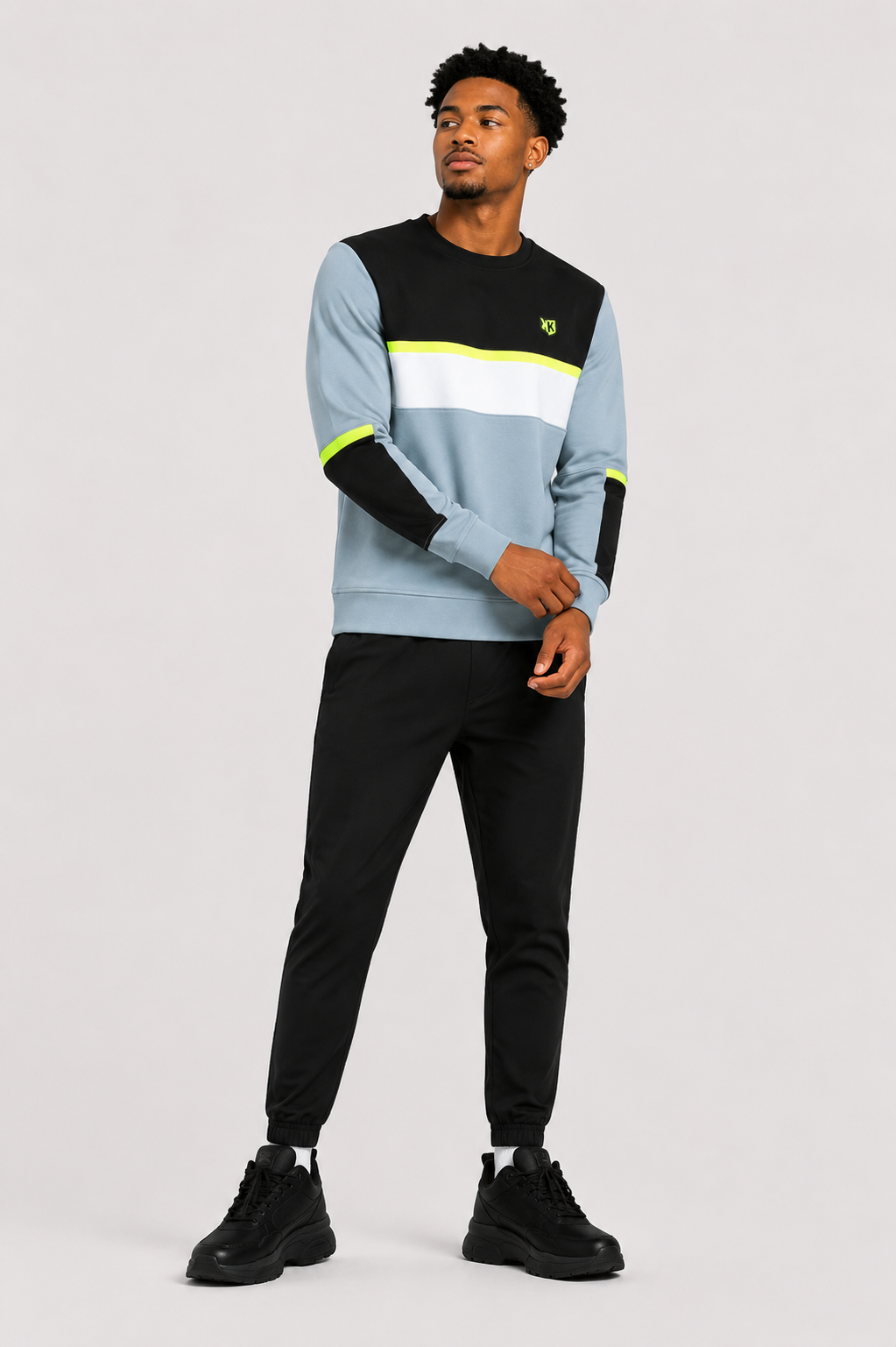 Sweat Sicarios V - Bleu fumé/Noir/Jaune