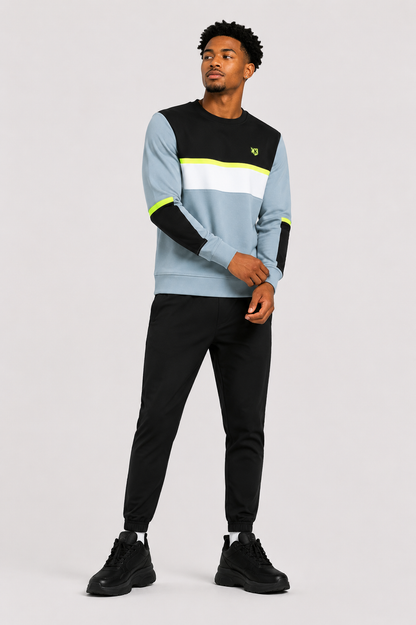Sweat Sicarios V - Bleu fumé/Noir/Jaune